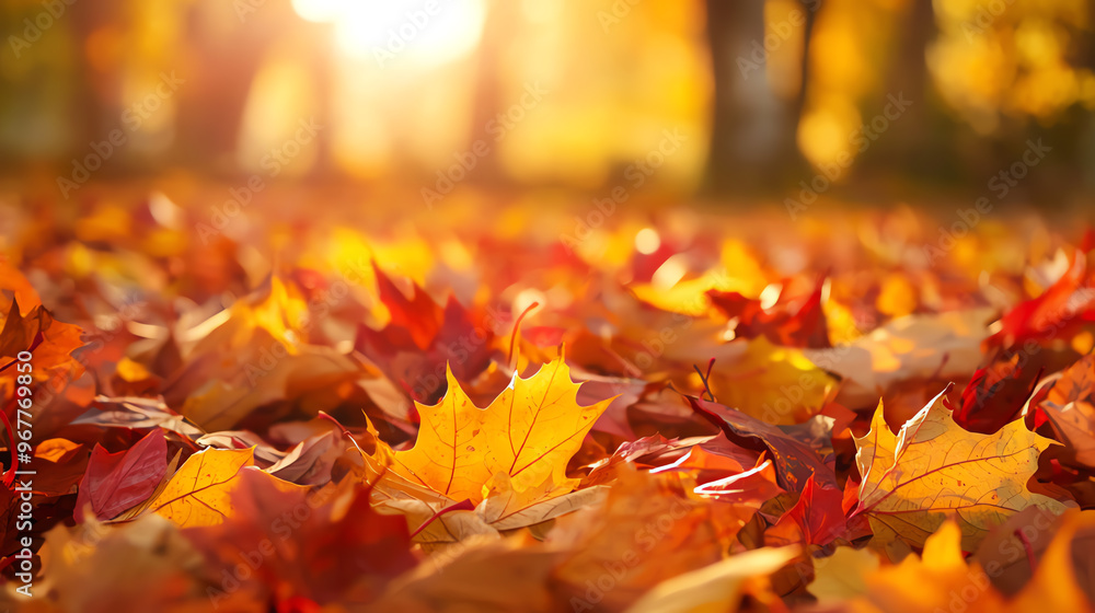 A beautiful scene of fallen autumn leaves illuminated by warm golden sunlight, creating a serene and peaceful atmosphere. A beautiful scene of fallen autumn leaves illuminated by warm golden sunlight, creating a serene and peaceful atmosphere.