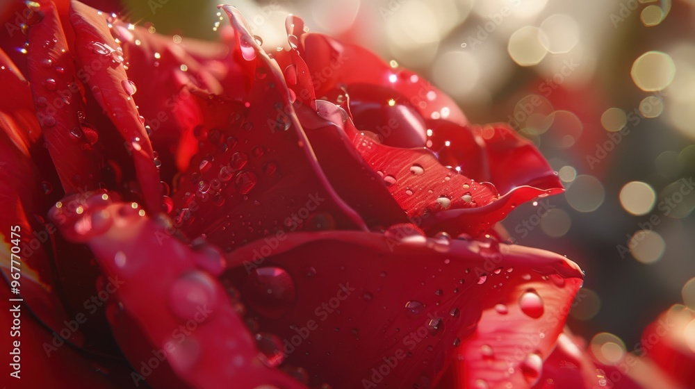 A close up of a red rose with water droplets on it A close up of a red rose with water droplets on it