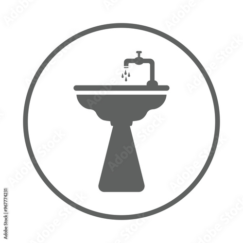 Wash, basin, water icon. Gray vector graphics.