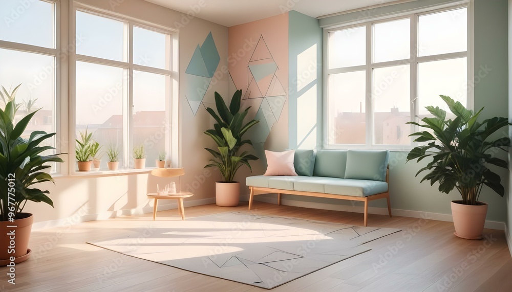 Photo interior modern design room 3d illustration; Photo interior modern design room 3d illustration;