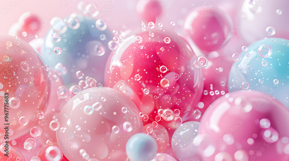 Whimsical Pastel Delights Abstract Digital Illustration of Soft Color Balls and Bubble Gums Whimsical Pastel Delights Abstract Digital Illustration of Soft Color Balls and Bubble Gums