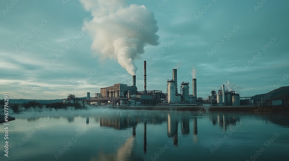 Industrial Complex Reflecting in a Calm Water Industrial Complex Reflecting in a Calm Water