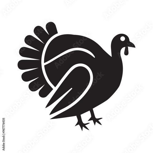 Turkey, bird, fowl icon. Black vector graphics.