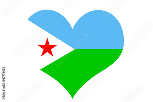 Djibouti flag heart shape icon.  photo