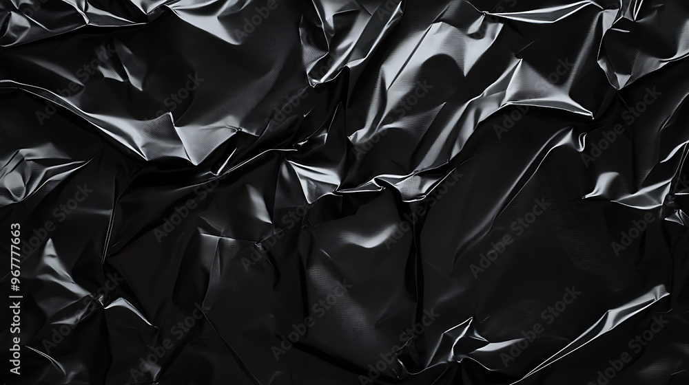 Abstract Black Crumpled Plastic Texture Abstract Black Crumpled Plastic Texture