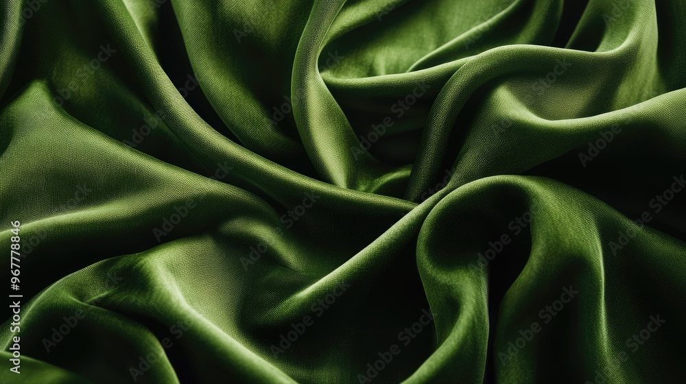 A velvety green fabric draped elegantly, showcasing its smooth, soft texture and rich color under soft lighting A velvety green fabric draped elegantly, showcasing its smooth, soft texture and rich color under soft lighting