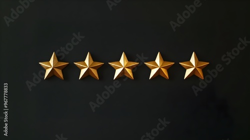 Photography Depicting A Gold Five Star Review On A Simple Black Background