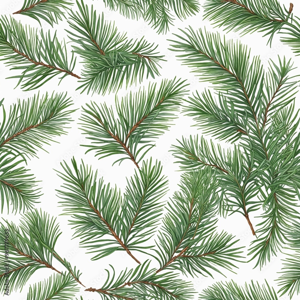 Pattern with pine branch and eucalyptus illustration Pattern with pine branch and eucalyptus illustration