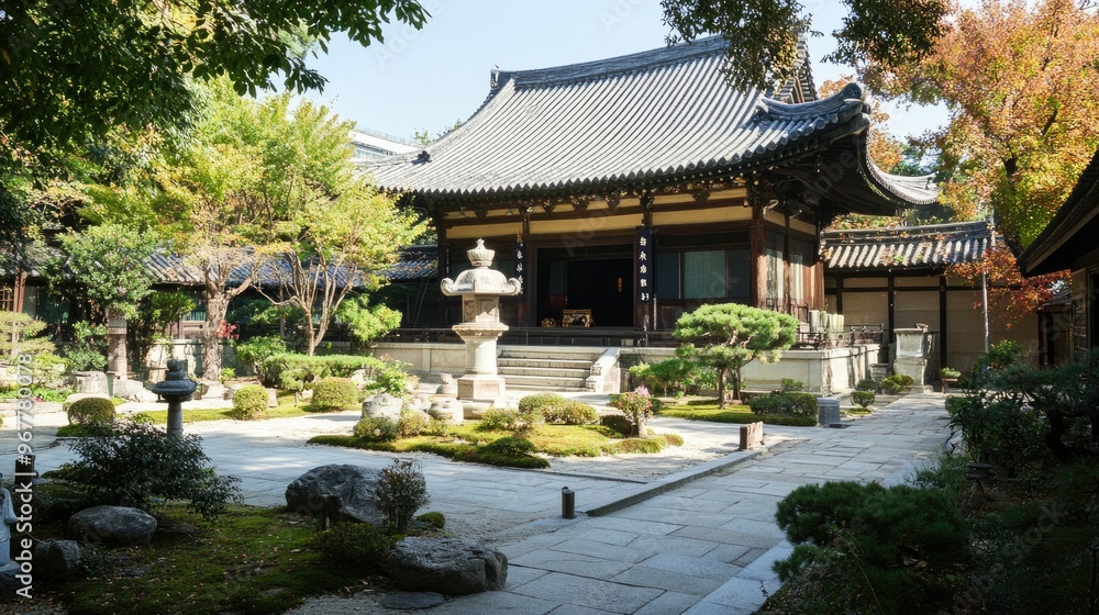 Beautiful temples like the Jogyesa Temple, surrounded by tranquil gardens Beautiful temples like the Jogyesa Temple, surrounded by tranquil gardens