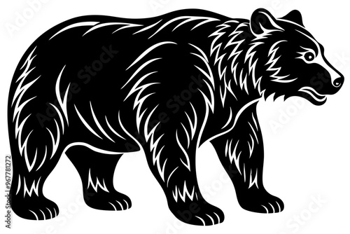 Brown bear vector illustration showing a wild mammal silhouette, a nature design of a brown bear