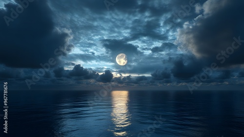 Moonlit Sea Under a Cloudy Night