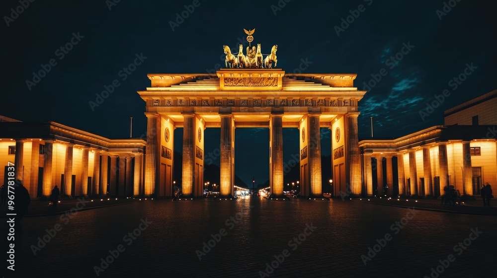 Fototapeta premium Brandenburg Gate in Berlin, illuminated at night