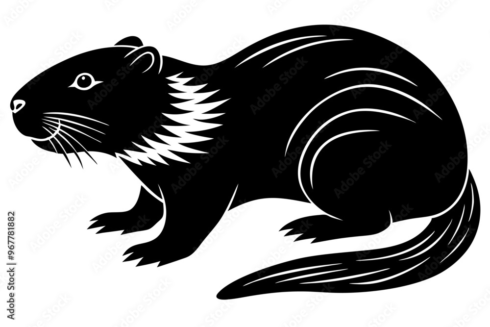 Black cat and white rat vector illustration, a tribal animal design symbol Black cat and white rat vector illustration, a tribal animal design symbol