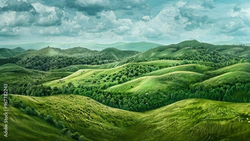 Wallpaper Mural Explore the rolling green hills and vibrant landscapes of a serene countryside in springtime under a stunning sky Torontodigital.ca