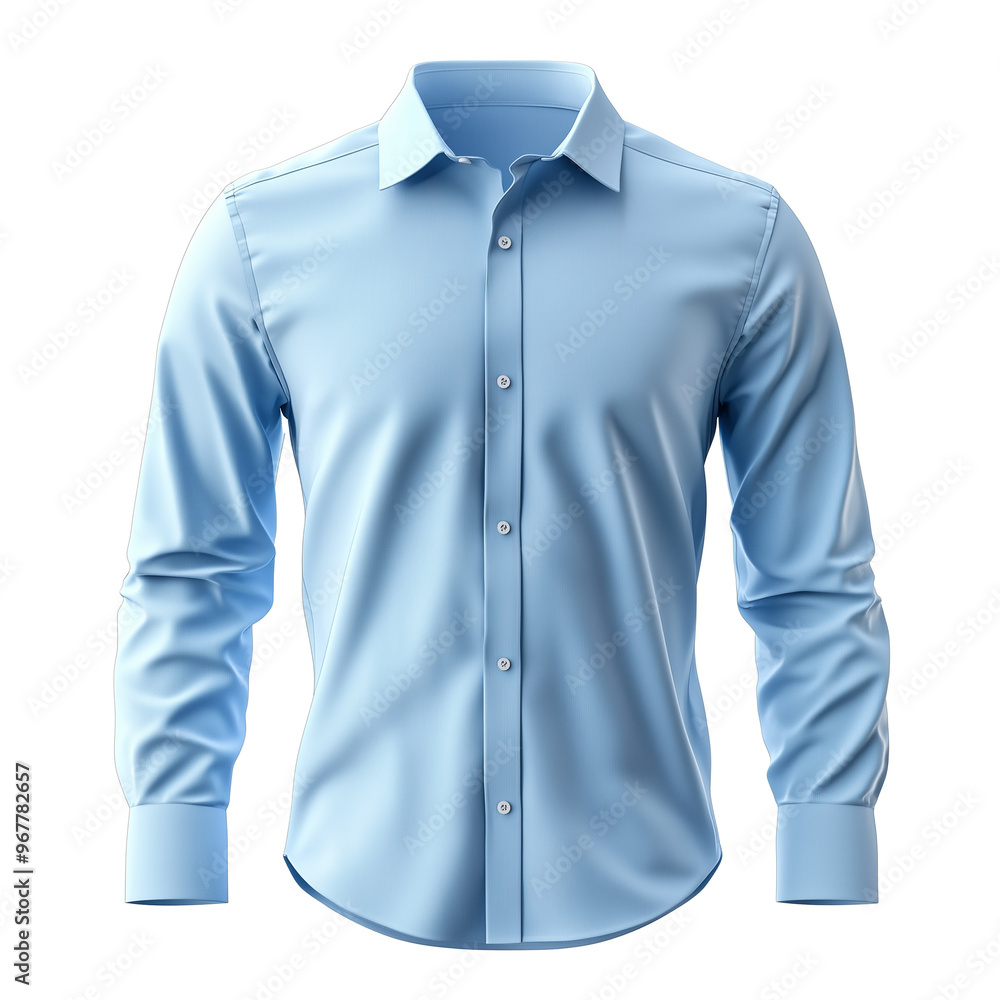 Blue men's shirt isolated on transparent or white background Blue men's shirt isolated on transparent or white background