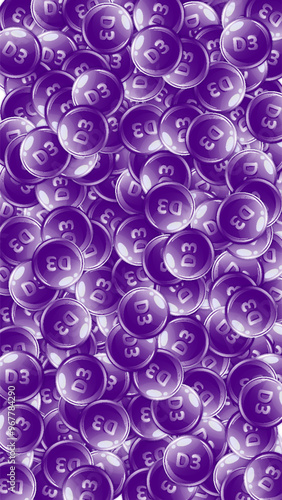Vitamin D3 round capsules.