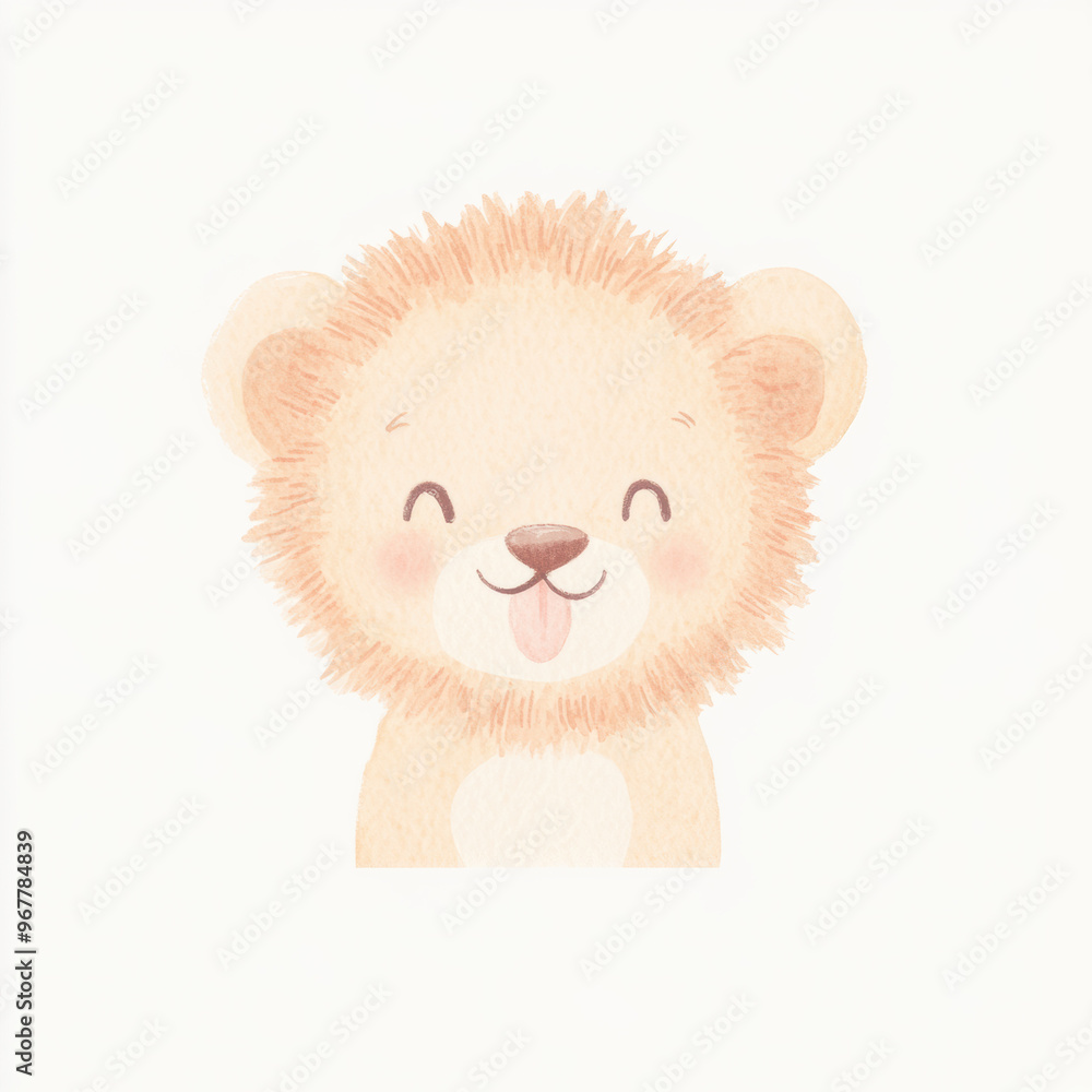 Fototapeta premium Cute Watercolor Lion Cub.