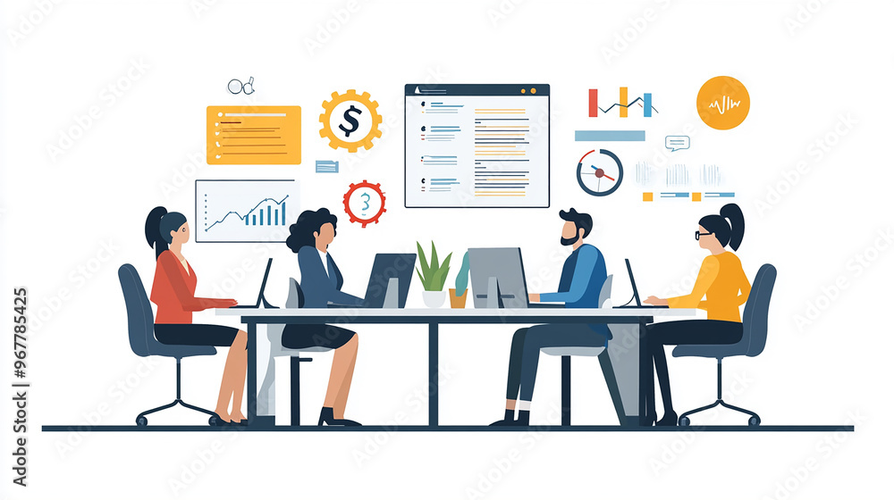 Obraz premium Great teamwork leads to higher efficiency and better business outcomes Illustration Flat design