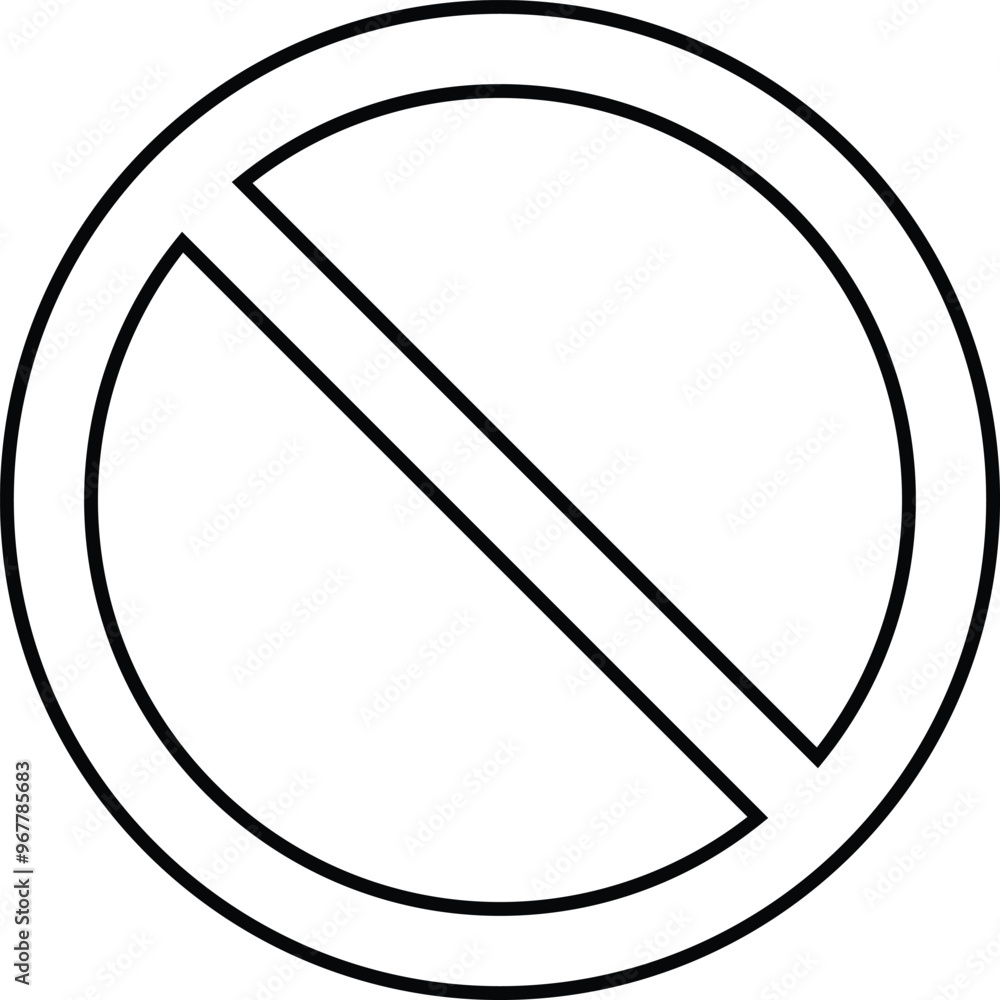 No allowed outline sign, ban sign in Black outline strip, Prohibiting sign, Black crossed circle, crossed outline No allowed outline sign, ban sign in Black outline strip, Prohibiting sign, Black crossed circle, crossed outline