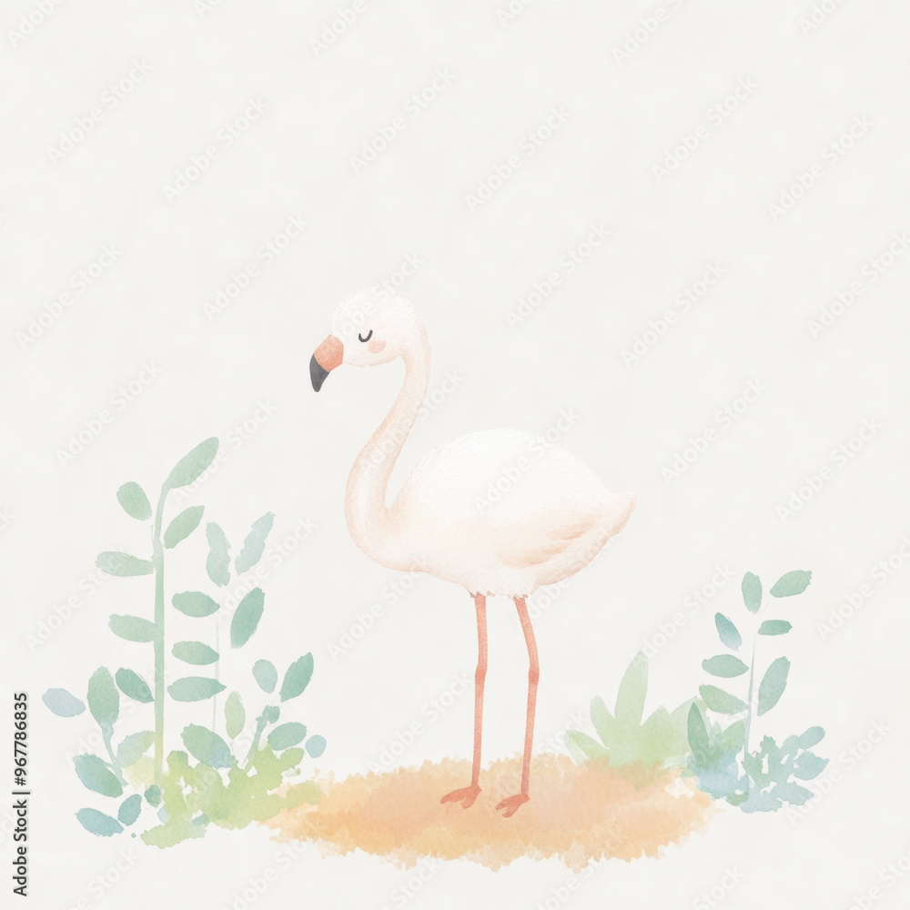 Obraz premium Cute Flamingo Watercolor.