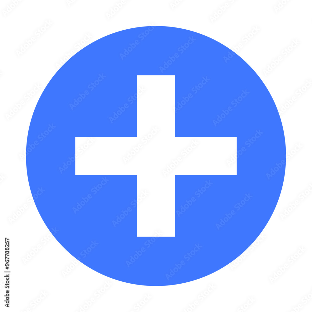 Simple white cross on a blue circular background, representing healthcare, medical aid, emergency services, and hospital signage. Ideal for medical, hospital, pharmacy, emergency, and healthcare theme Simple white cross on a blue circular background, representing healthcare, medical aid, emergency services, and hospital signage. Ideal for medical, hospital, pharmacy, emergency, and healthcare theme