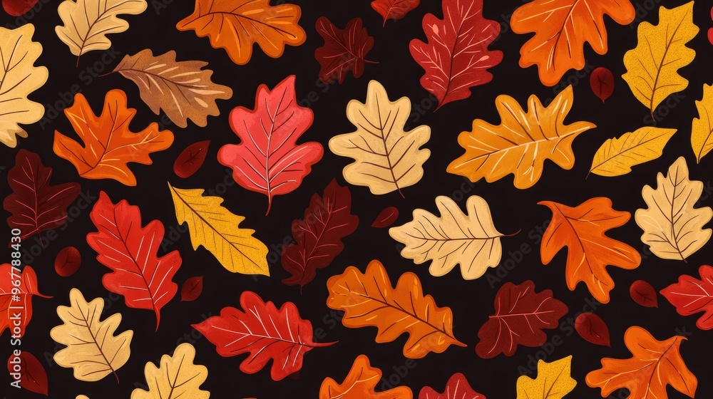 A seamless pattern with autumn leaves in warm, earthy colors, ideal for seasonal designs and fall-themed projects A seamless pattern with autumn leaves in warm, earthy colors, ideal for seasonal designs and fall-themed projects