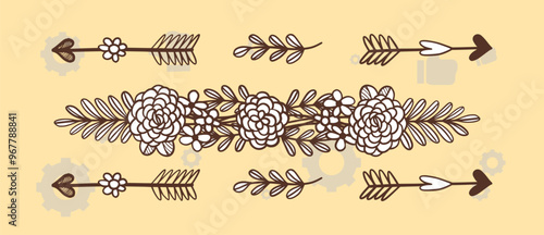 Wallpaper Mural Wedding floral graphic elements set, dividers, laurel. Decorative invitation design. Vector illustration Torontodigital.ca