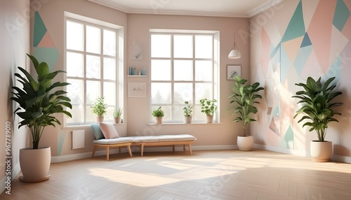 Photo interior modern design room 3d illustration;