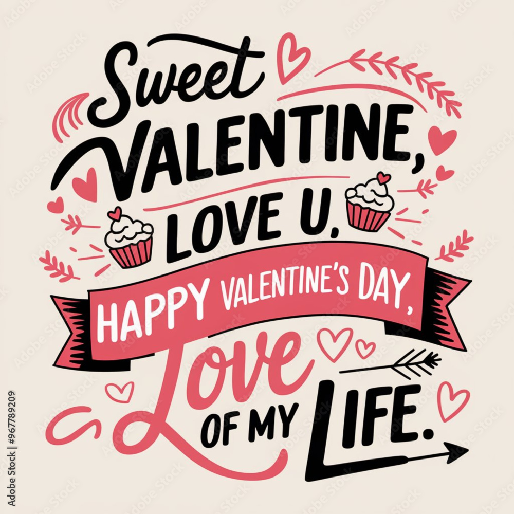 Fototapeta premium Cute Valentine's Day lettering design perfect for t-shirts and gifts
