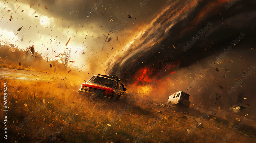 The force of a tornado lifts cars and demolishes buildings leaving ...