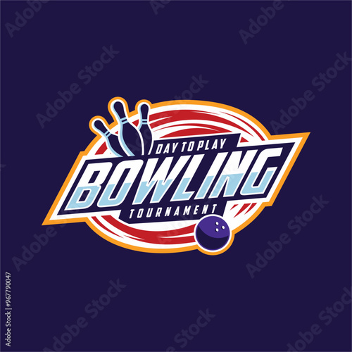 professional bowling tournament badge logo design