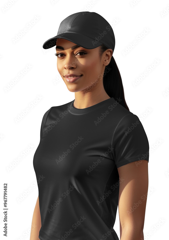 PNG Woman in black t-shirt, transparent background PNG Woman in black t-shirt, transparent background