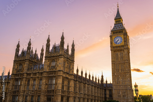 Westminster palace or Houses of parliament and Big Ben tower, London, UK.