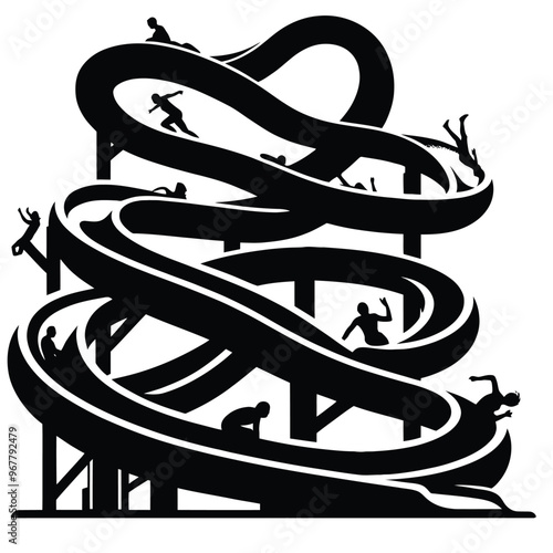 Large Water Slide Silhouette