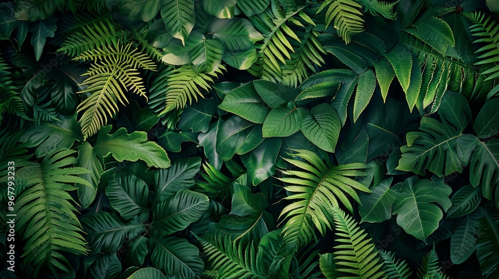 Pictures of leaves and green ferns create a magical atmosphere. Pictures of leaves and green ferns create a magical atmosphere.