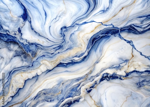 Wallpaper Mural • Unique, large-scale image of white marble with intricate, swirling cobalt blue veins that evoke a sense of movement and energy. Torontodigital.ca