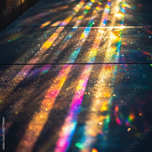 Light Rays Passing Through Prisms Creating Spectrum Patterns photo