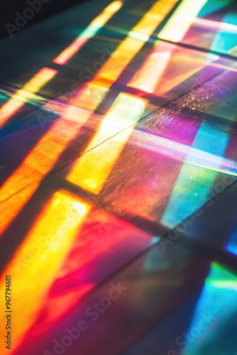 Light Rays Passing Through Prisms Creating Spectrum Patterns photo