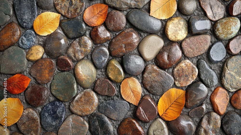 Pattern made from natural elements like leaves or stones Pattern made from natural elements like leaves or stones