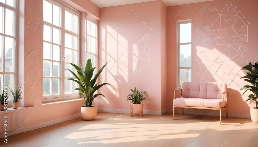 Photo interior modern design room 3d illustration; Photo interior modern design room 3d illustration;
