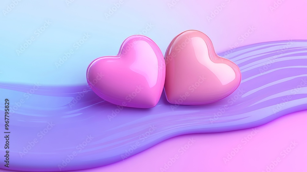 Fototapeta premium 3D heart-shaped ice cream melting on pastel background
