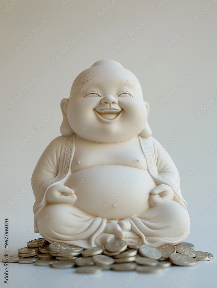 Cute stylise laughing buddha Staute isolated on white background, wealth attraction Cute stylise laughing buddha Staute isolated on white background, wealth attraction