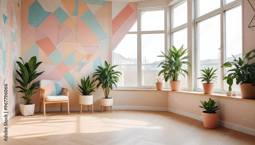 Fototapeta premium Photo interior modern design room 3d illustration;