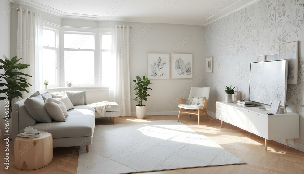 Fototapeta premium Photo interior modern design room 3d illustration;