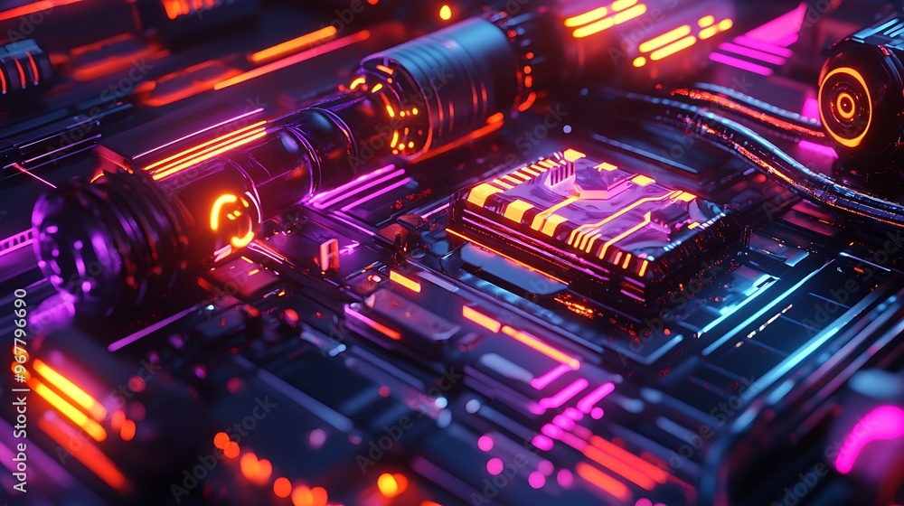 Fototapeta premium Futuristic Technology: A Glowing Circuit Board