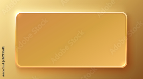 Golden frame label, event bar button, gold signboard. Vector illustration