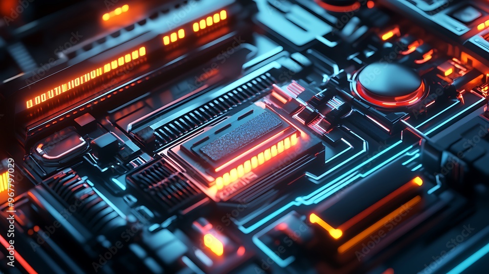 Futuristic Technology: A Glowing Circuit Board Futuristic Technology: A Glowing Circuit Board