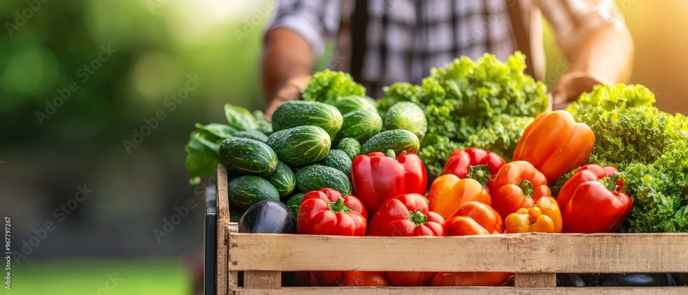 Fresh organic vegetables displayed in a wooden crate, perfect for healthy cooking and nutrition-focused lifestyles. Fresh organic vegetables displayed in a wooden crate, perfect for healthy cooking and nutrition-focused lifestyles.