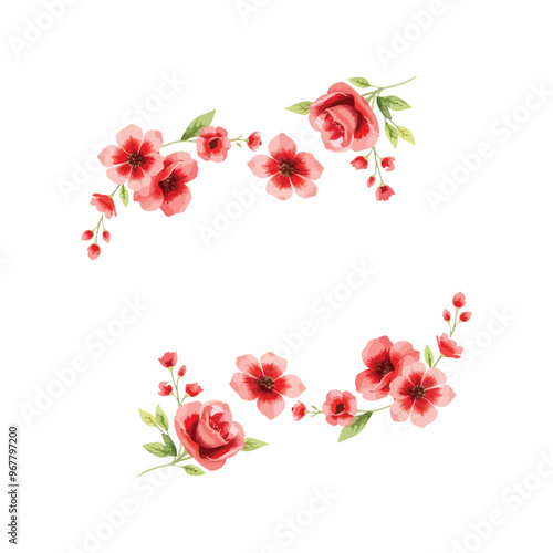 Wallpaper Mural Wreaths, floral frames, watercolor flowers red roses, Illustration hand painted. Isolated on white background. Perfectly for greeting card design. Pastel Watercolor Heart Shaped Floral Wreath Torontodigital.ca