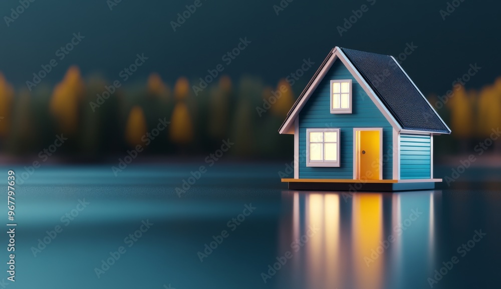 Small house made from central heat pump on dark grey background Small house made from central heat pump on dark grey background
